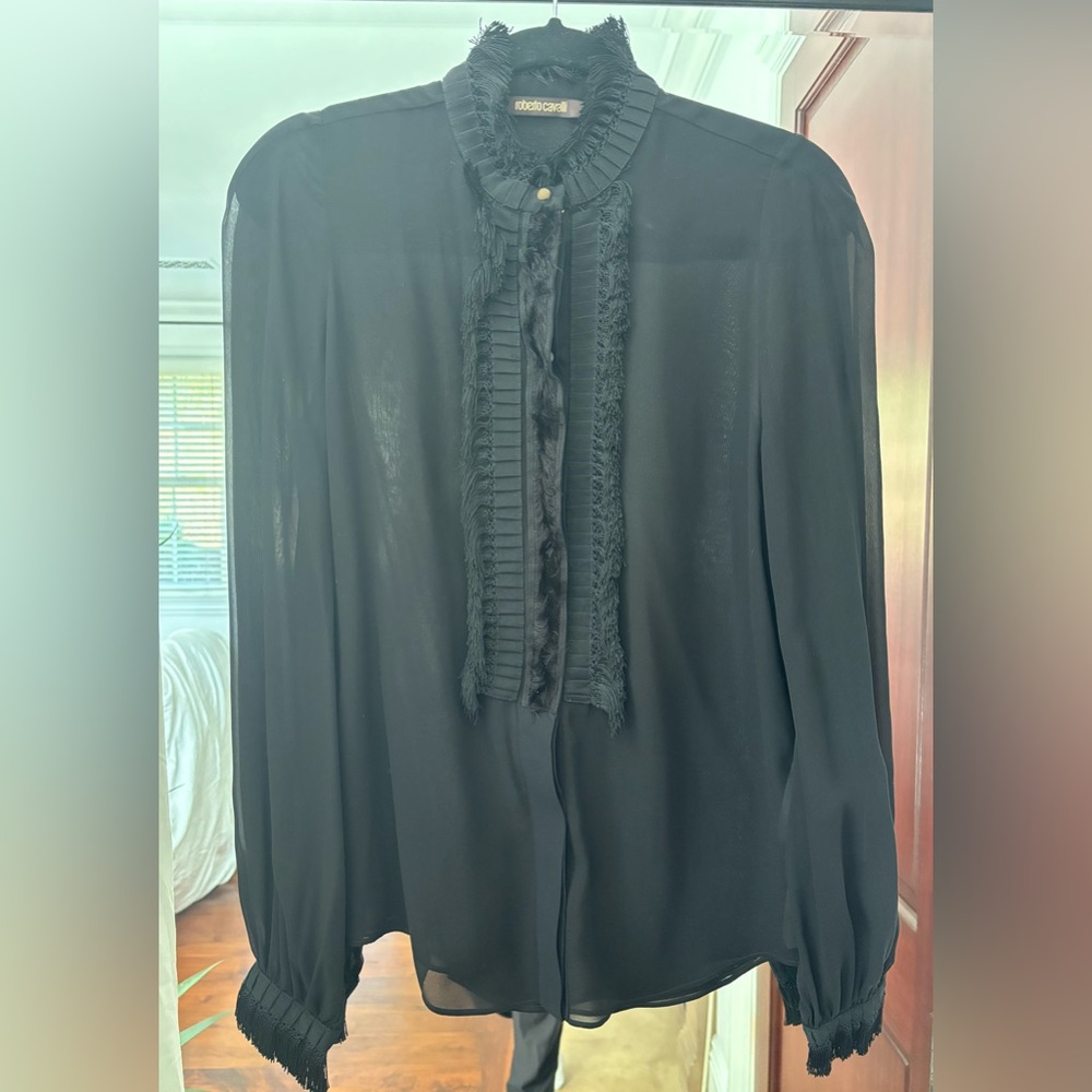 Roberto Cavalli Black silk blouse size 40 (Small)
